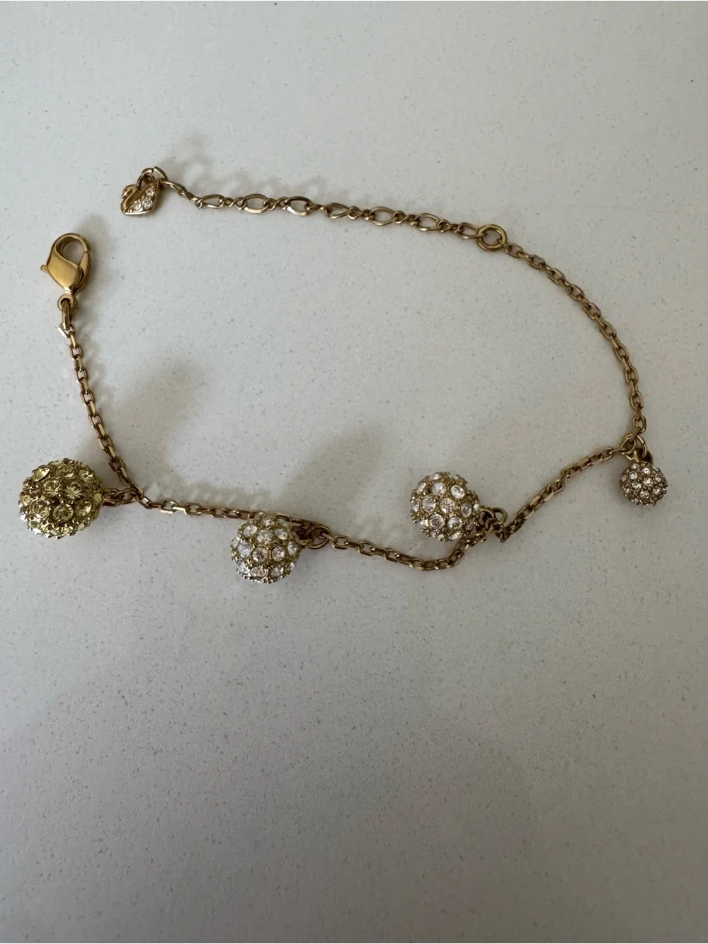 Swarovski Gold Plated Bracelet with Crystal Pavé Sphere Charms